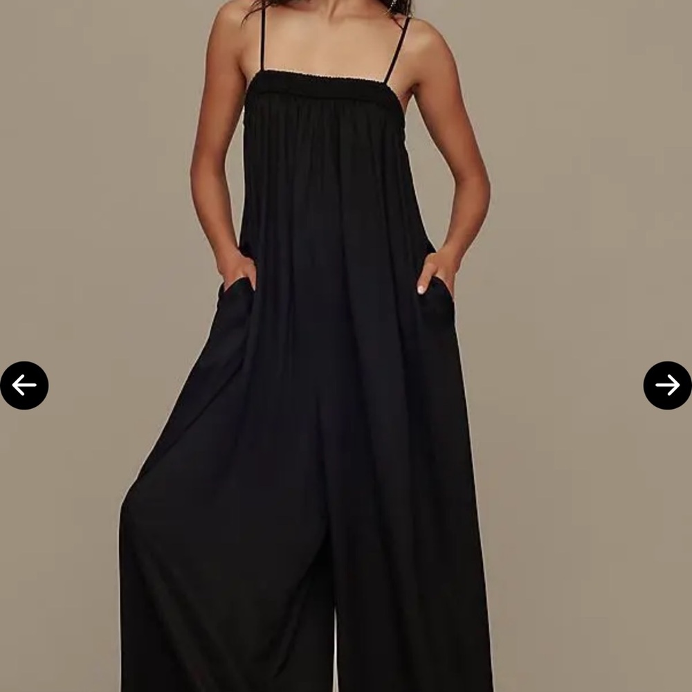 Anthropologie Maeve Weightless Wide Leg Elegant Black Jumpsuit Medium
